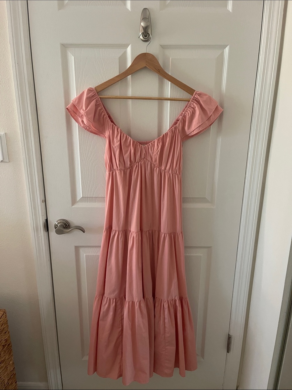 Abercrombie & Fitch Ruffle Sleeve Tiered Poplin Maxi Dress